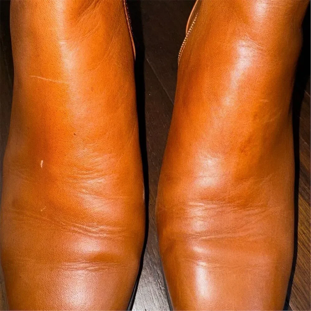 Essex Lane Women's 8.5 Caramel‎ Cognac Brown Block Heel Ankle Booties